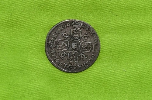 1683 silver sixpence - sixpence, coin