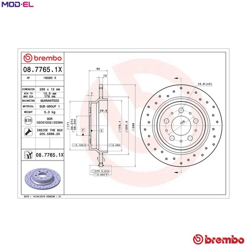 Brake disc 7765 1x for - brake,