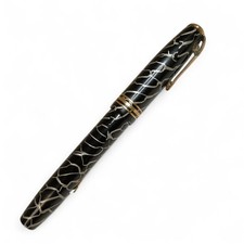 Conway Stewart Vintage Fountain Pen Cracked Ice Black Silver 14ct Gold Duro Nib 