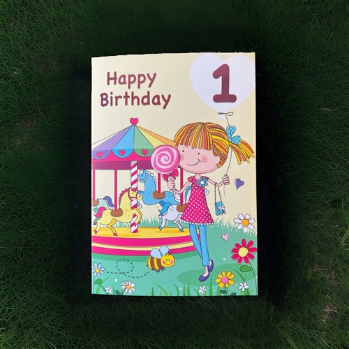 Girls age birthday card - girls,