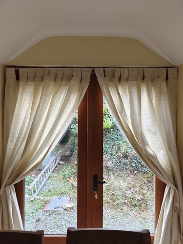 Cream tab top curtains - top, curtains.