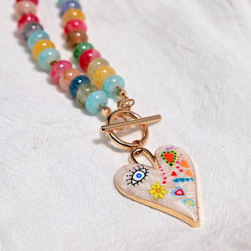 Colorful glass beads heart - beads,