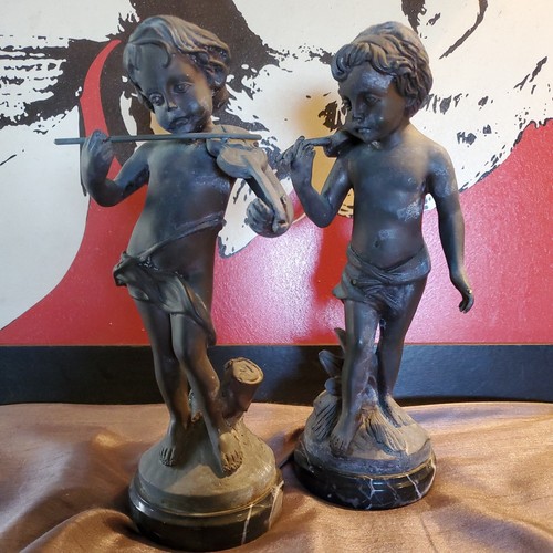 Vintage bronze cherubs playing - bronze,