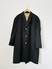 Huntsman Saville Row Overcoat Mens 46-48 Grey Wool Raglan Over Coat Trench
