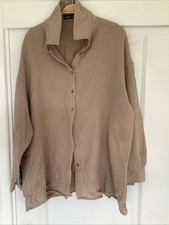 Cheese Cloth Style Shirt Ladies Large Brown