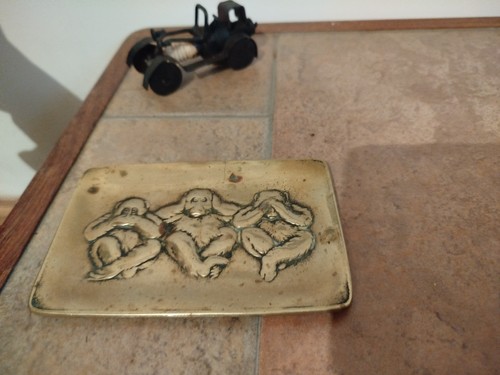 Vintage wise monkeys brass - wise,