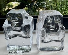 Erik Hoglund Man & Woman pair of cast crystal figures