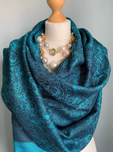 Blue black scarf cashmere - ,