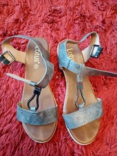 Ladies Lotus Pewter Grey Sandals Size 5 Buckle Fastening