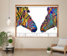 Ziggy Zag Zebras Colour Printed Picture Custom Window Roller Blinds Blackout