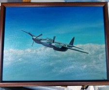 Aviation  Artwork Oil on Panel - De Havilland Mosquito MK III T DH.98 G-ASKH