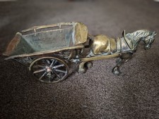 1960s Brass Horse and Cart vintage Ornament Figure.