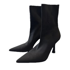 Black stretch knit heeled sock