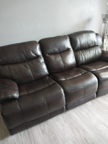 Brown leather reclining sofa - brown,