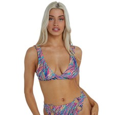Wolf & Whistle Emery Blue Triangle Bikini Top Swimwear Beach Holiday Women