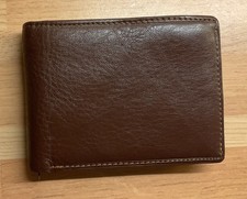Genuine Leather Wallet Trifold Mens - Brown - 12 x 8.5cm 