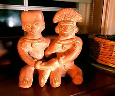Vintage Figurine Pre Colombian Clay Twin Statues Man Woman Mexican Folk