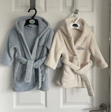 MY 1ST YEARS Baby Cream/Blue Dressing Gown/Robes X 2 ‘GINO’ - Age 0-12mths