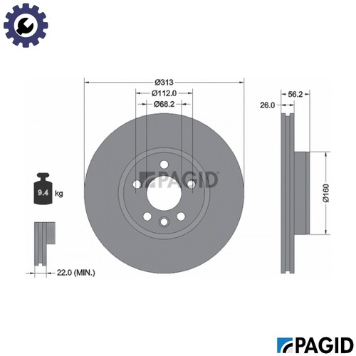Brake disc 50348nhc for vw - 2x,