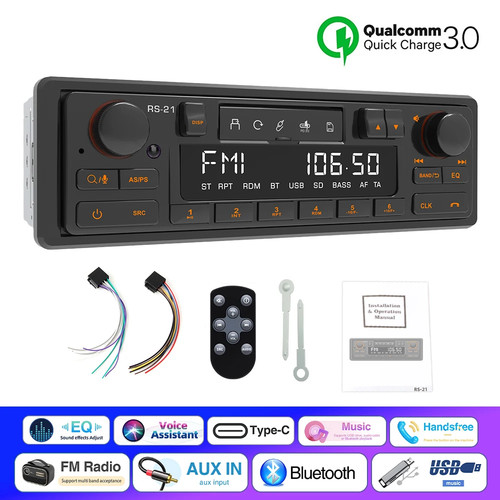 1din retro car - retro, radio