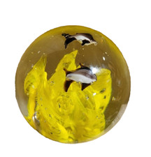 ART Glass Paperweight Yellow