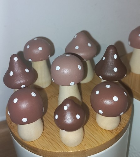 Handmade wooden toadstools - handmade,