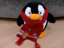 KEEL TOYS BLACK WHITE PLUSH CHRISTMAS PENGUIN SOFT TOY 9IN