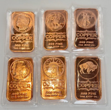 6x 1oz USA Buffalo Nickel Walking Liberty Copper Bars 999 Bullion Ingot Round Cu