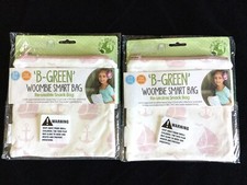 B-Green Woombie Smart Bag Reusable Lunch Snack Sandwich 2 Zipper Bags Sailboat 