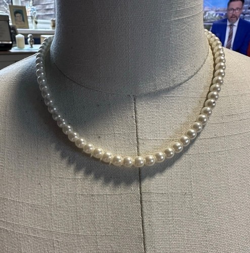 Cream faux pearl necklace - cream,