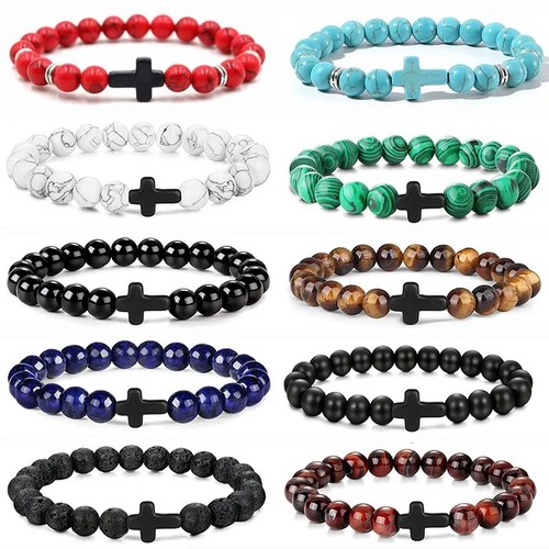 Natural stone cross bead - cross,