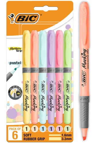 Bic highlighters grip pastel - highlighters,
