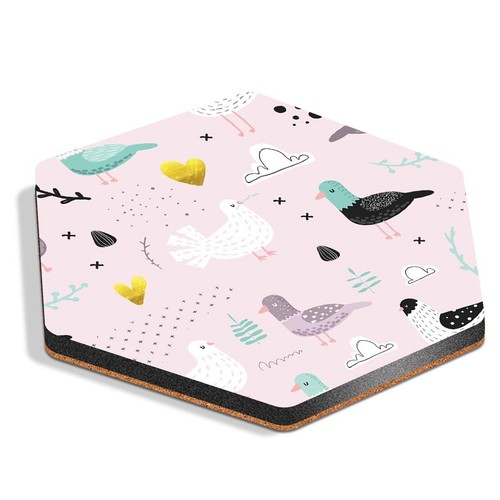 Hexagon mdf coaster pigeon - hexagon,