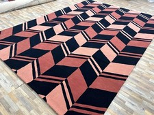 Hand Tufted Contemporary Geometric 100 % Nz Wool Area Rug Handmade Living Room