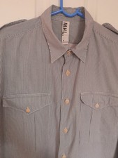 MHL Margaret Howell Mens Blue and White Striped Shirt Size M