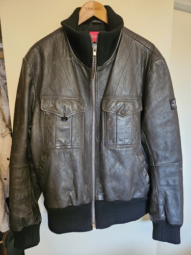 Men leather jacket brown - jacket,