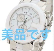 Gucci 101M G Chrono Watch 44mm White Ceramic Bezel Stainless Steel w/Case Quartz