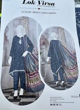 Unstitched Lawn 3 Piece Fabric Suit Blues Pakistani Summer Luxury SALE