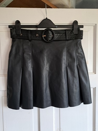 Zara black faux leather belted - zara,