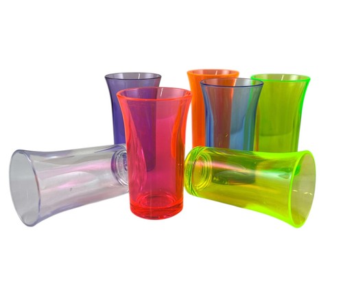 Coloured plastic shot glasses - plastic,