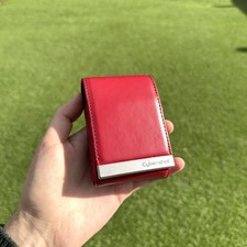 LCS-THM Sony Cybershot Compact Camera Pouch Case Bag Leather  - Red & Silver