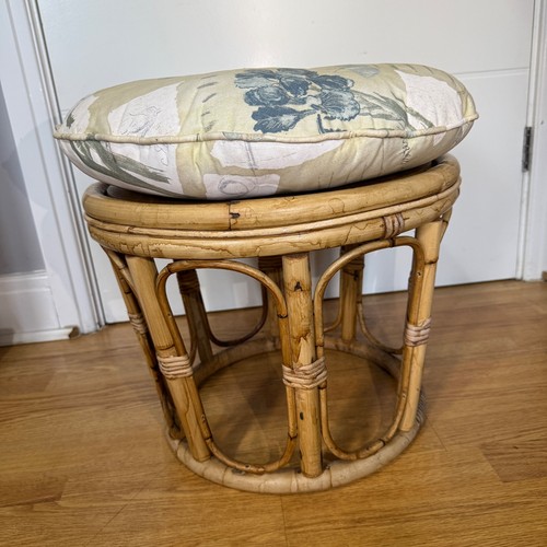 Vintage rattan ottoman stool - ottoman,