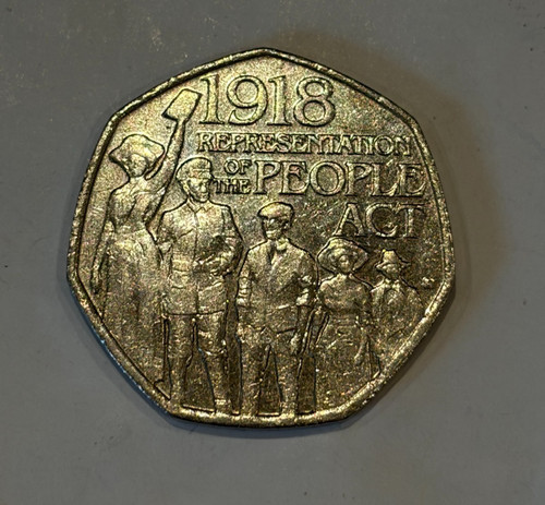 50p coin 1918 - 1918, representation