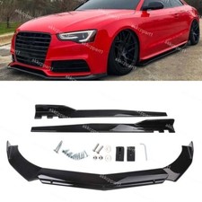 For Audi A3 A4 A5 A6 S3 Front Bumper Lip Splitter Spoiler + 46'' Side Skirts AK