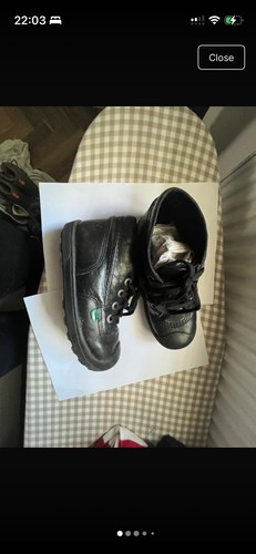 Kickers black leather school - leather,