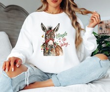 Jingle All The Way Donkey Womens Christmas Sweatshirt Festive Holiday Jumper