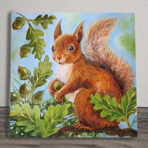 Acorn squirrel ceramic picture - squirrel,