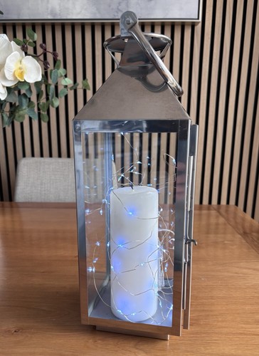 Metal lantern candle holder - candle,