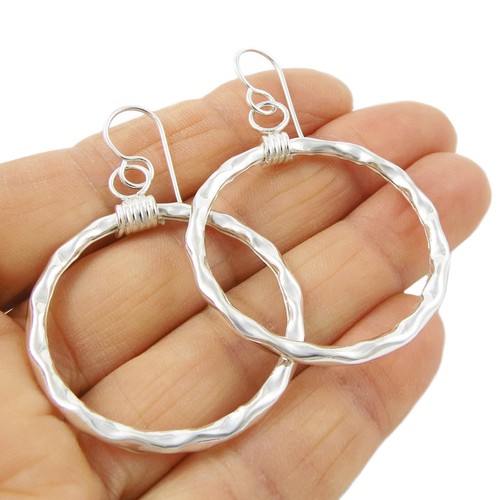 Silver hoop earrings - earrings, 925