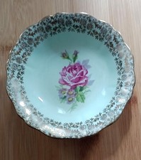 ADDERLEY Small DISH BONE CHINA PIN DISH  PINK ROSES SCALLOPED RIM